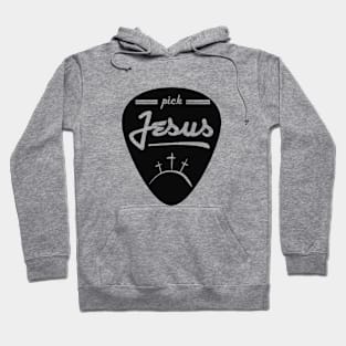 Pick Jesus (Guitar pick satire) Black graphic Hoodie